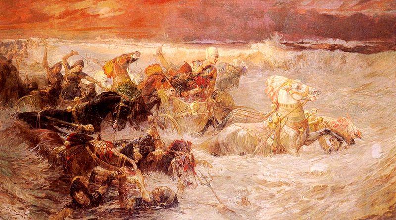 Frederick Arthur Bridgman Pharaohs army engulfed China oil painting art